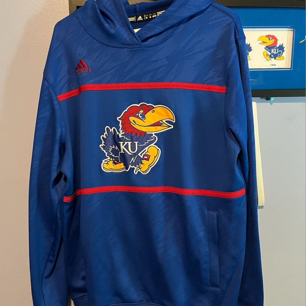 Adidas KU Jayhawks Hooded Sweatshirt (Size Medium)